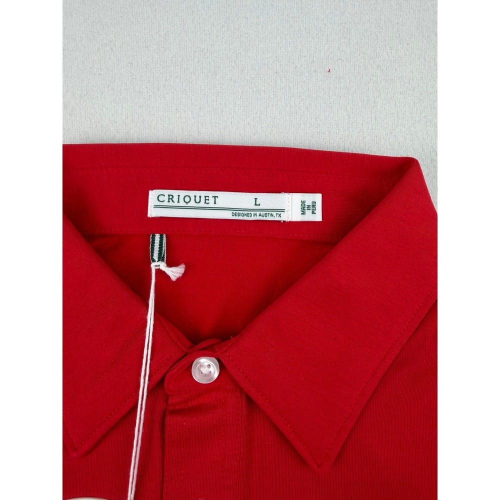 Criquet Mens Performance Polo Shirt Red Pima Cotton Blend L M-PCS73-BLK-RD-L - Picture 2 of 7